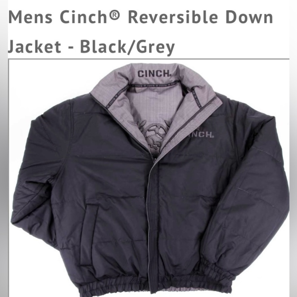 Cinch Men's Reversible Puffer Jacket - Black and Gray